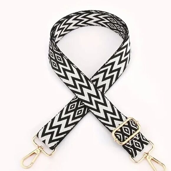 Belt/Shoulder Bag Strap Adjustable Replacement Strap Accessory Black and White - Picture 5 of 8
